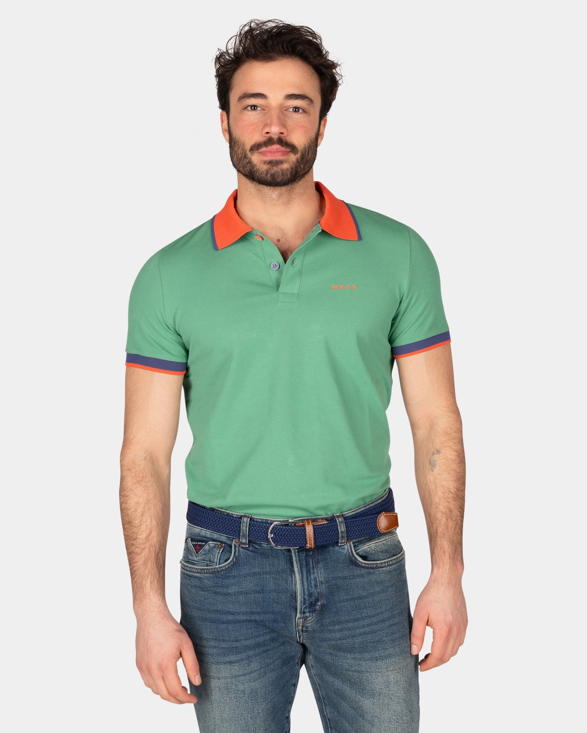 Sportliches Uni-Polo - Amazon Green