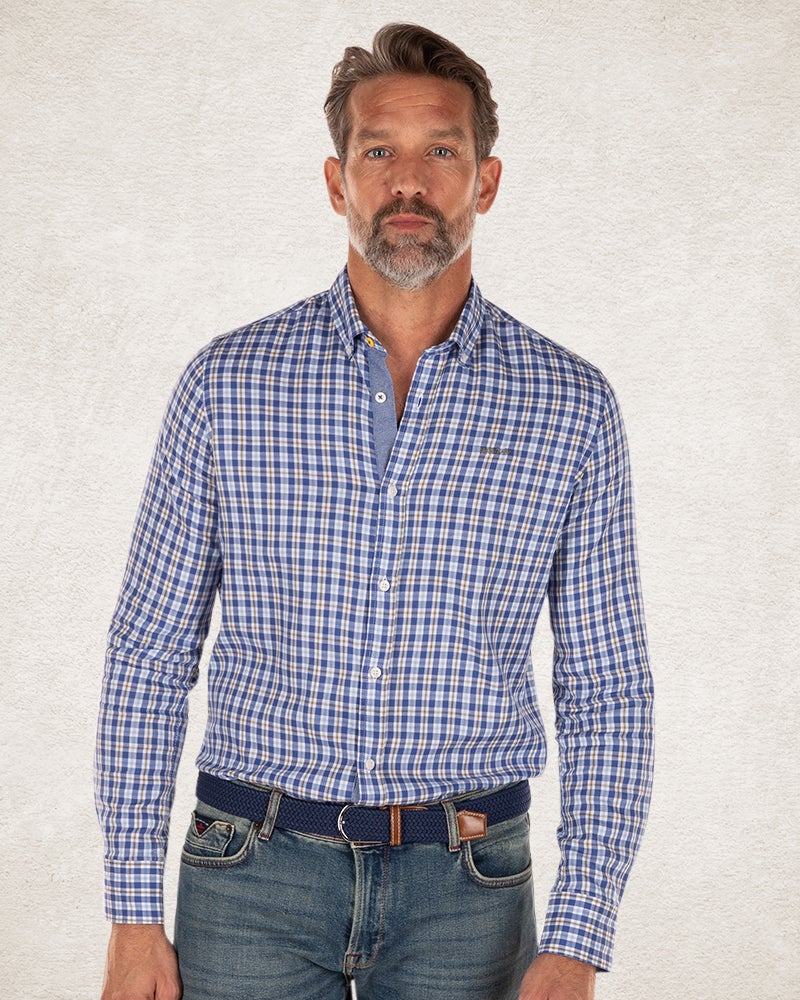 Camisa de cuadros con azul y blanco