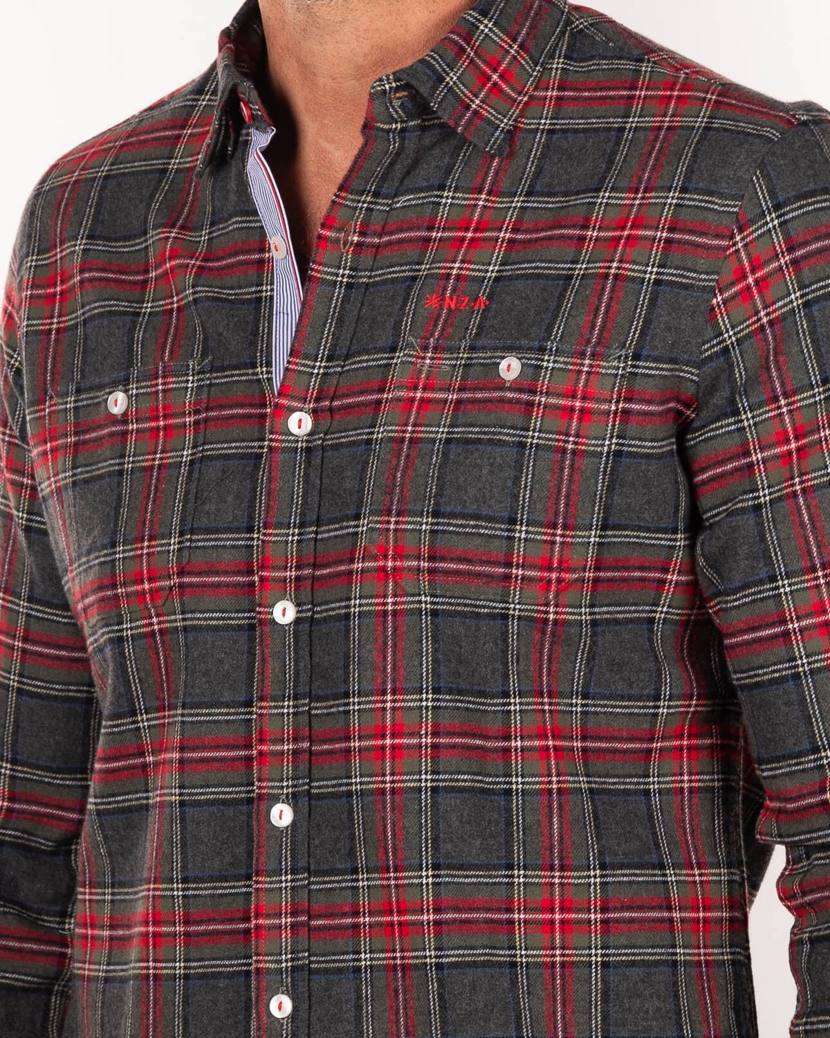 Camisa roja gris a cuadros - Grey Melange