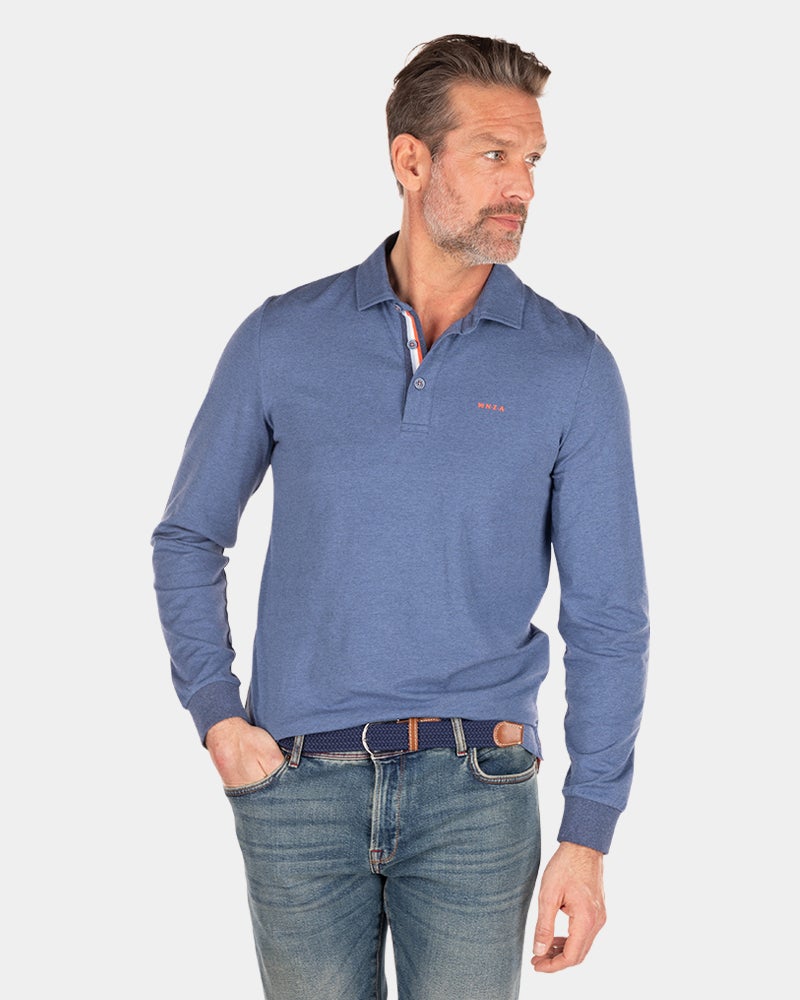 Stretch-Polo mit langen Ärmeln - Dusk Navy