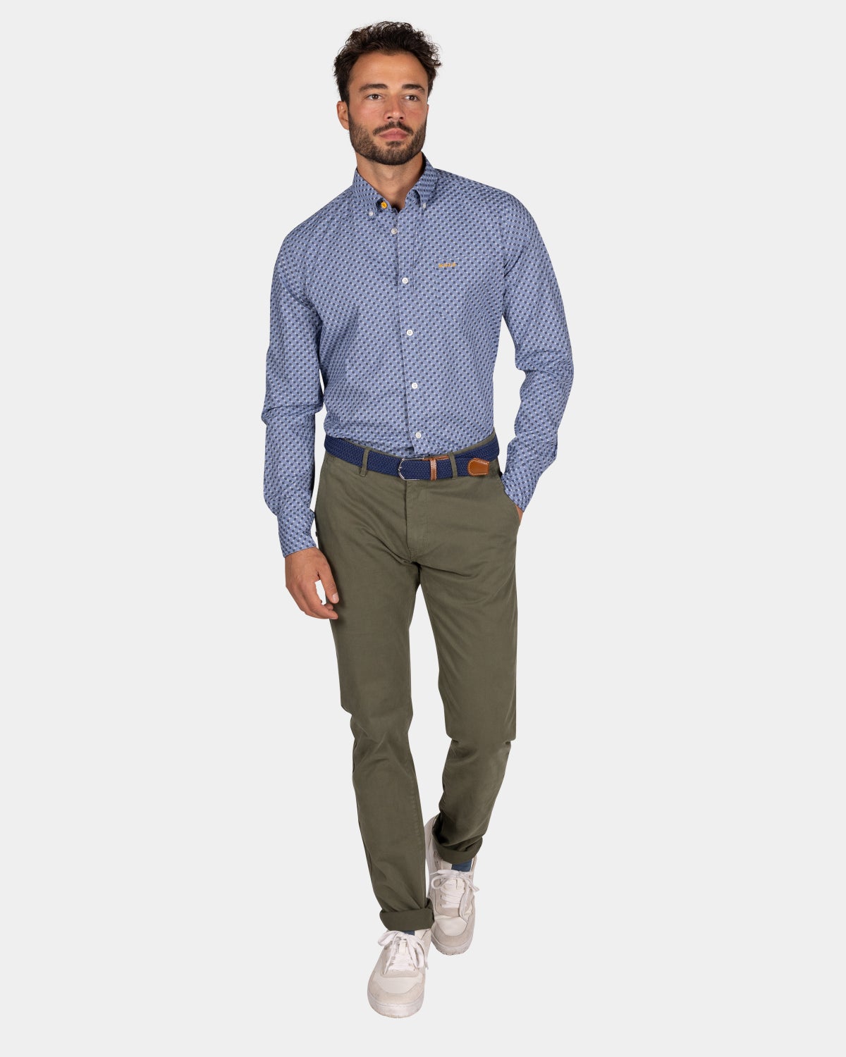 Chemise bleue avec petits points blancs - Mineral Blue