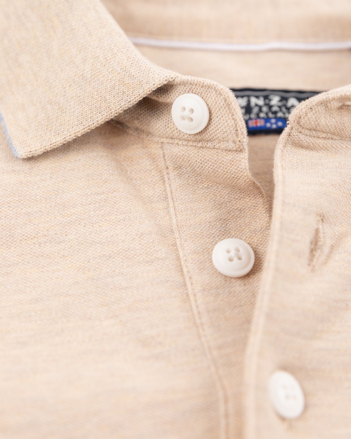 Beige polo met lange mouwen - Oat Sand