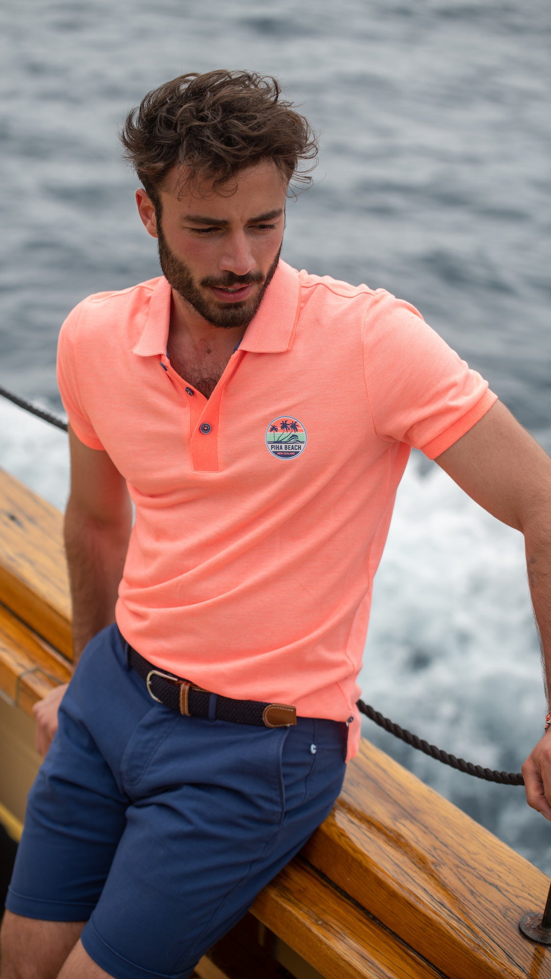 Chemise polo uni en coton - Fury Pink