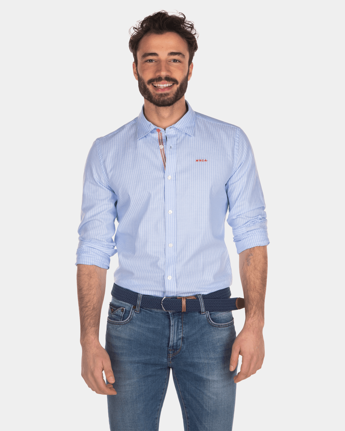 Camisa de algodón con raya fina