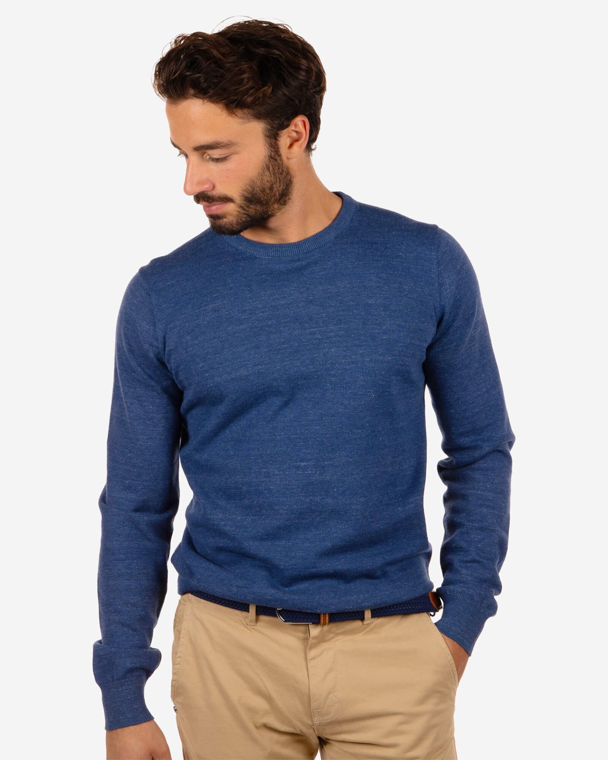 Jersey De Algodón Con Cuello Redondo Grasmere - Storm Blue