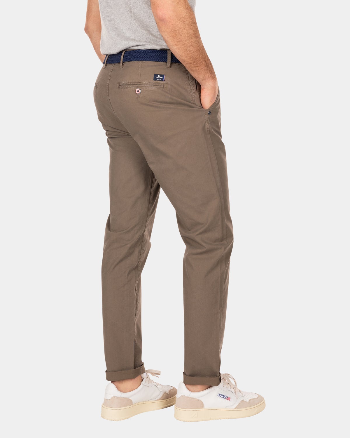 Katoenen chino met stretch - Misty Army