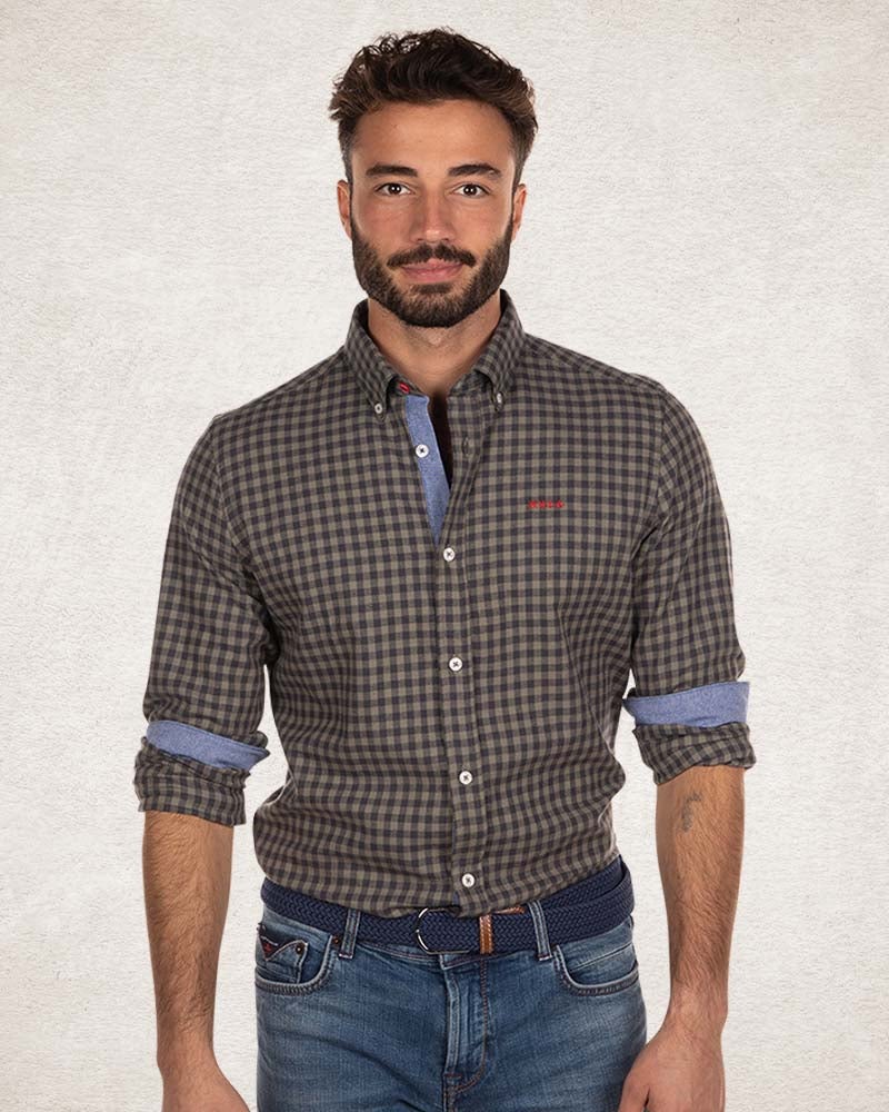 Geruit katoenen flannel overhemd - Army Ground