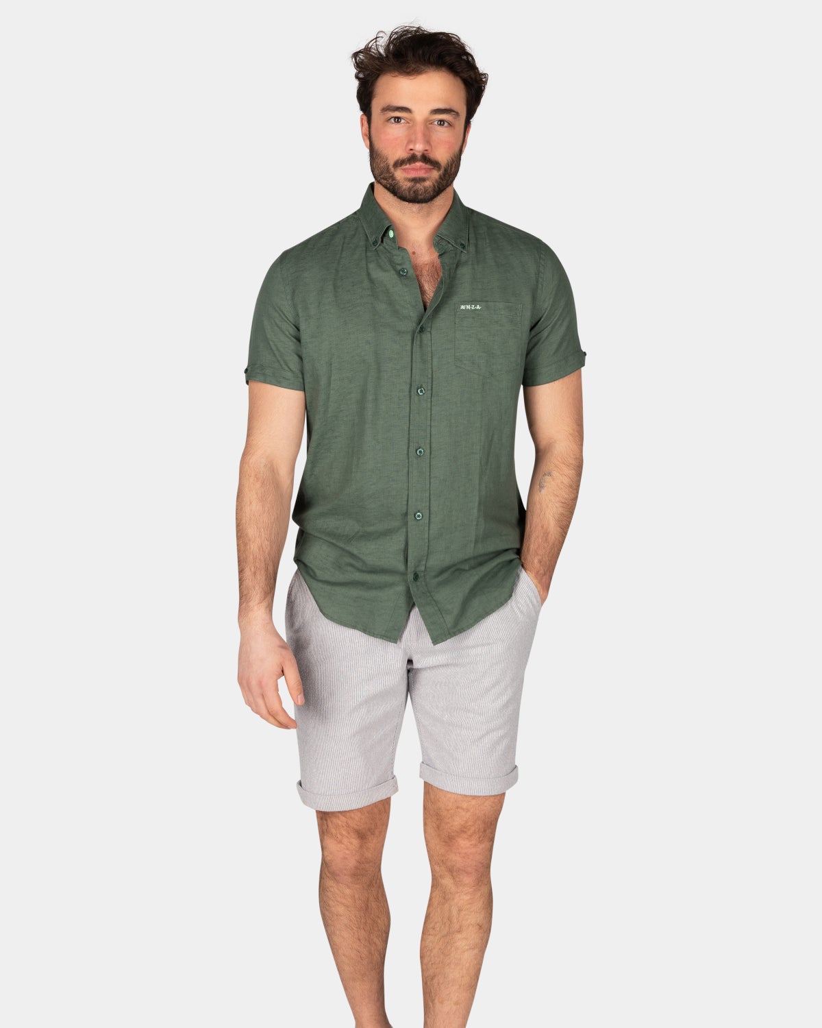 Camisa lisa manga corta - Chalk Green