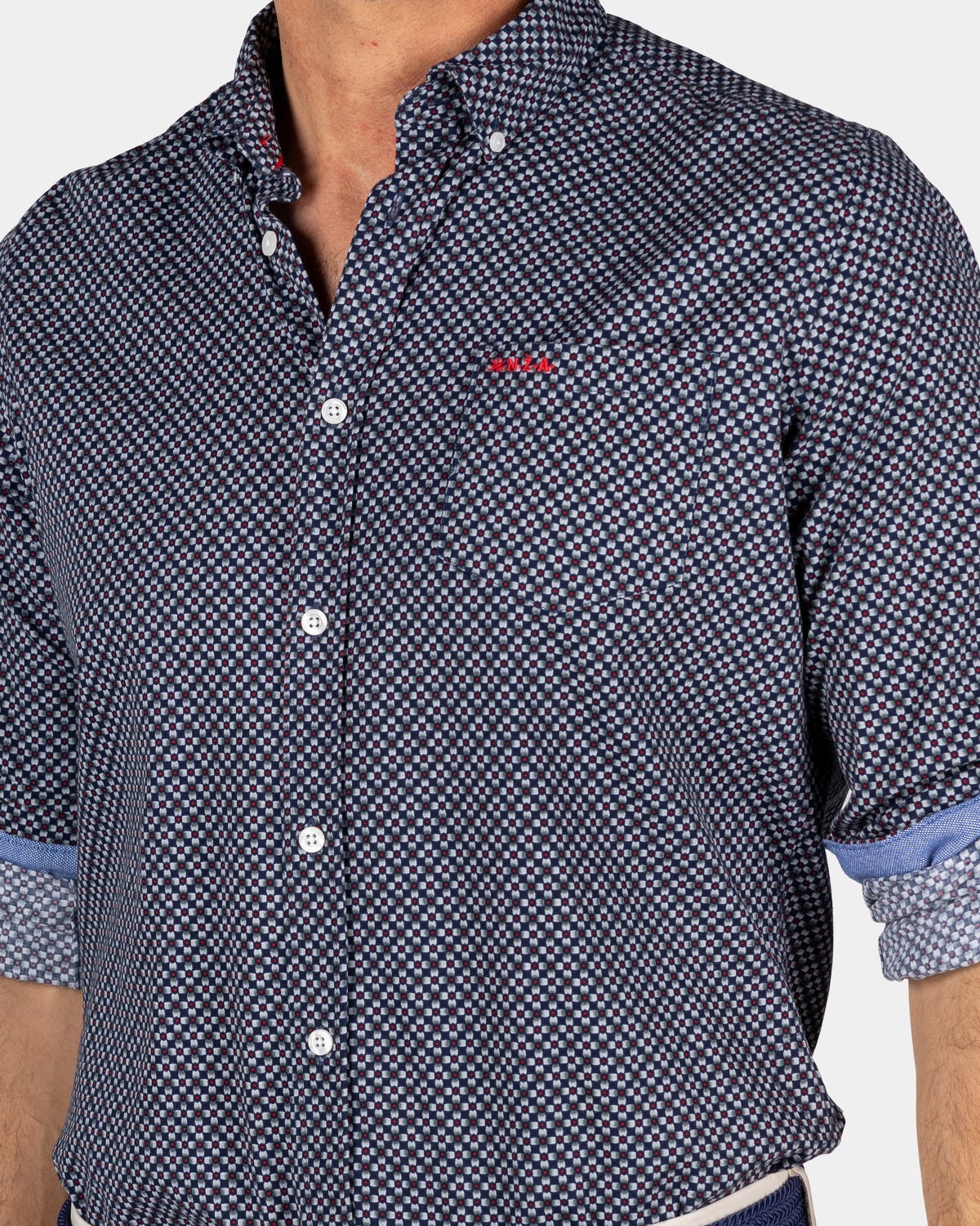 Navy Flanellhemd mit Print - Winter Navy