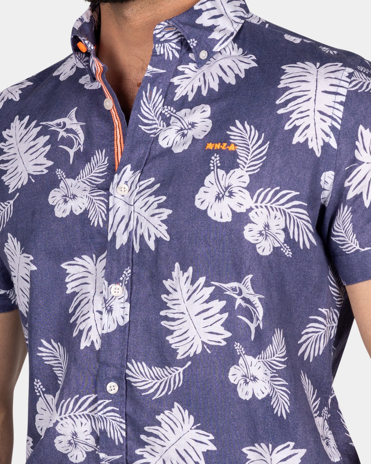 Chemise ﾈ imprimﾎ fleuri blanc - Ocean Navy