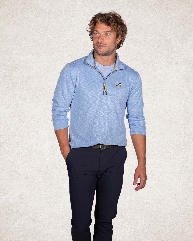 Sportieve sweater met halve rits - Pale Blue