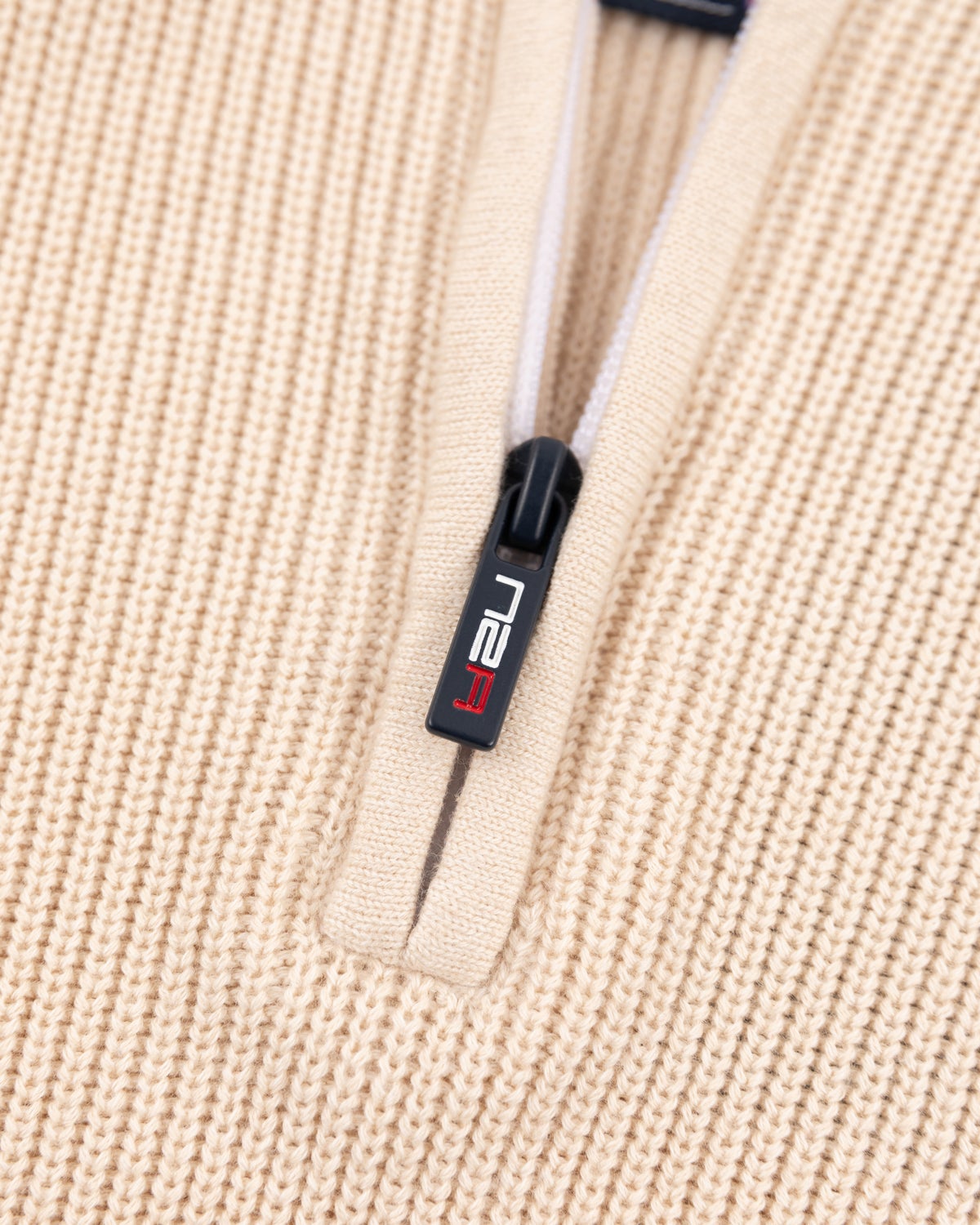 Beige knitted half zip pullover - Oat Sand