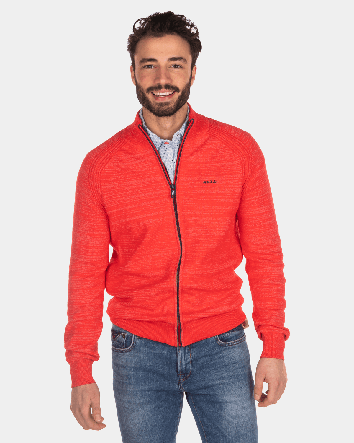 Uni-Strickjacke - Orange Red