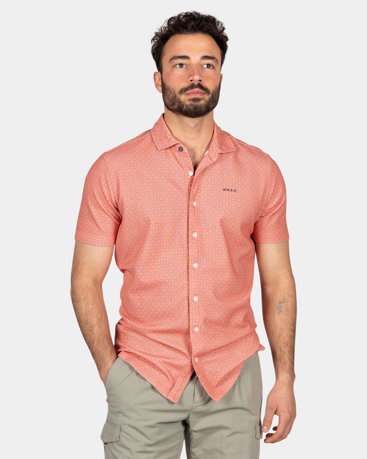 Chemise ﾈ manches courtes avec petit imprimﾎ - Fresh Orange