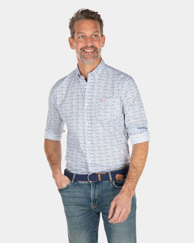 Chemise bleue avec imprimé - Ecru Multicolour