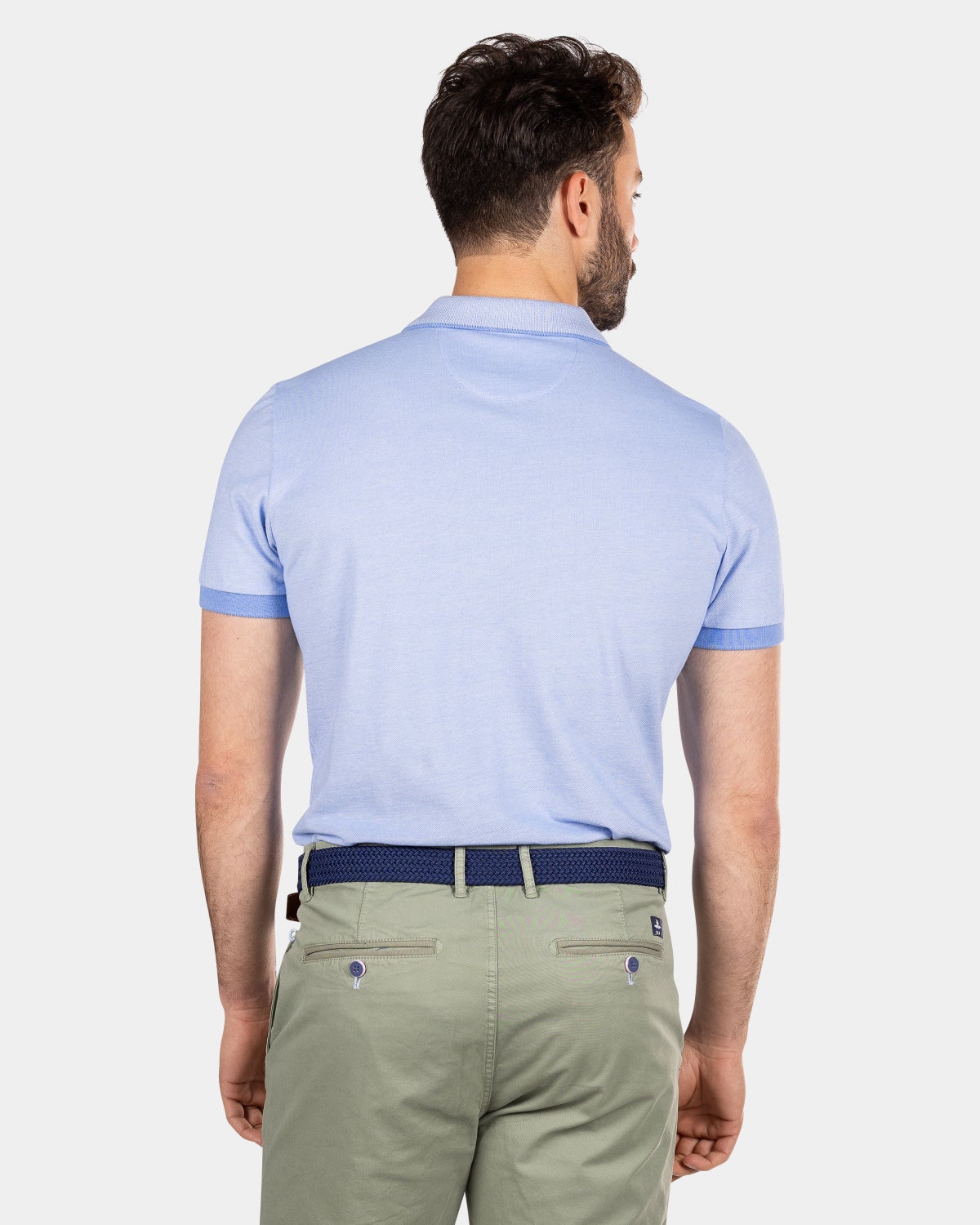 Chemise polo uni en coton - Bed Blue