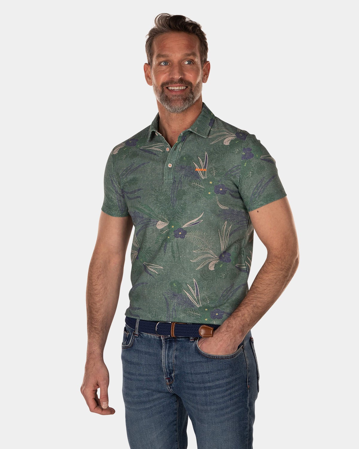 Polo met bloemenprint - High Summer Army