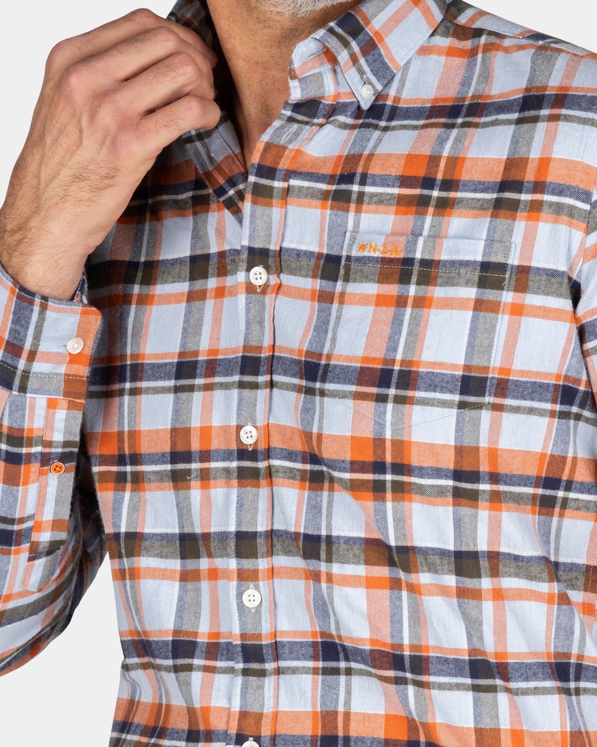 Camisa de cuadros con azul naranja gris - Frozen Blue