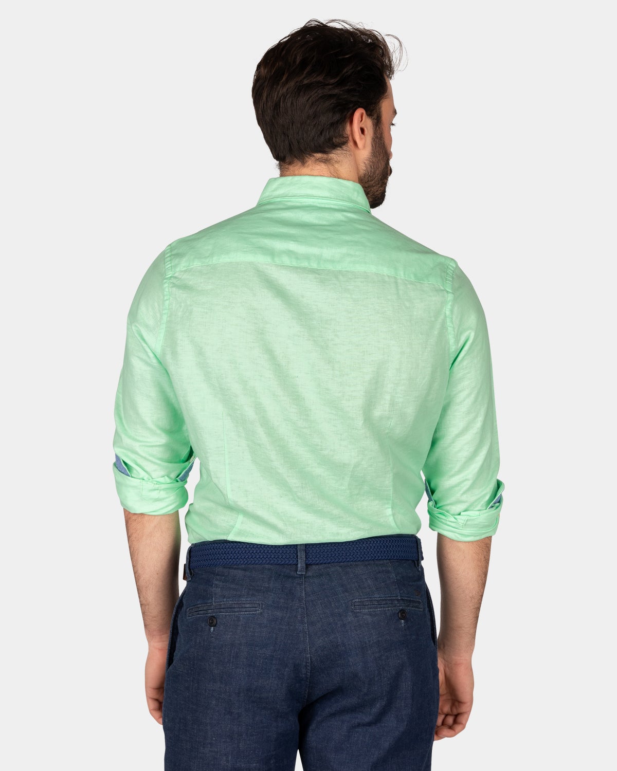 Camisa lisa de lino en muchos colores. - Teal Green