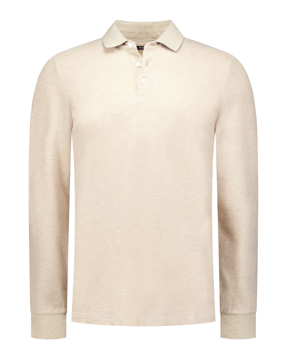 Beige polo met lange mouwen - Oat Sand