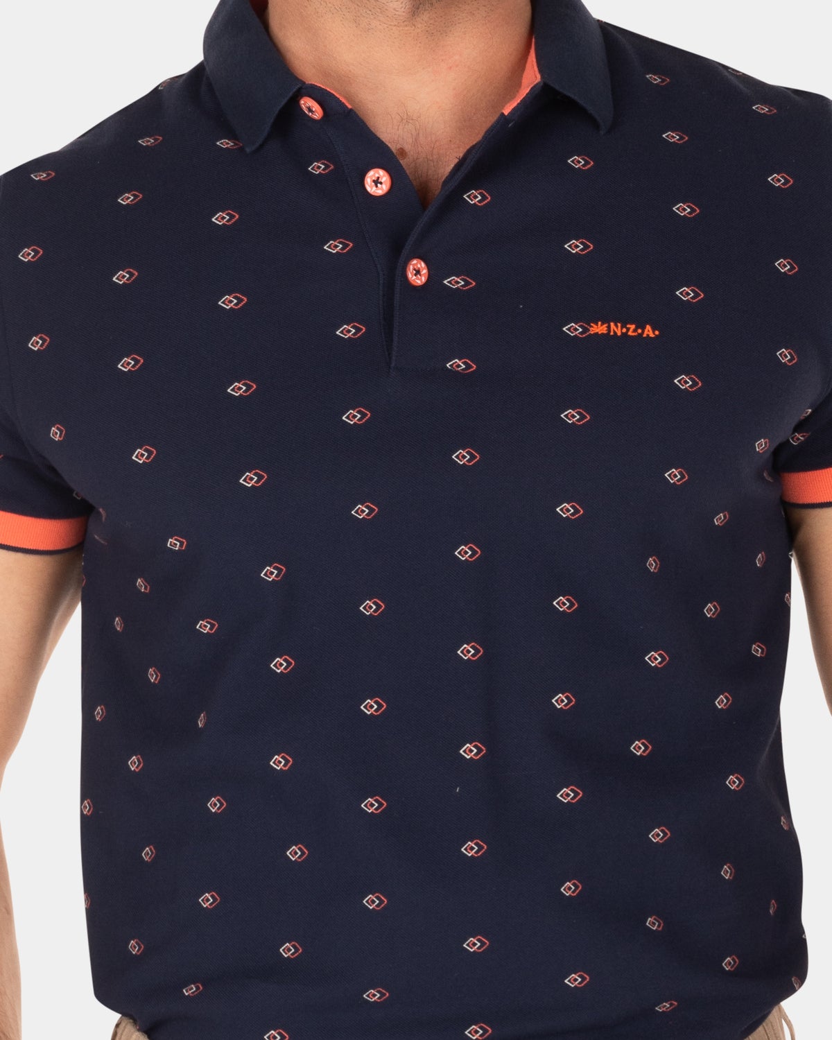 Cotton dotted polo - Traditional Navy