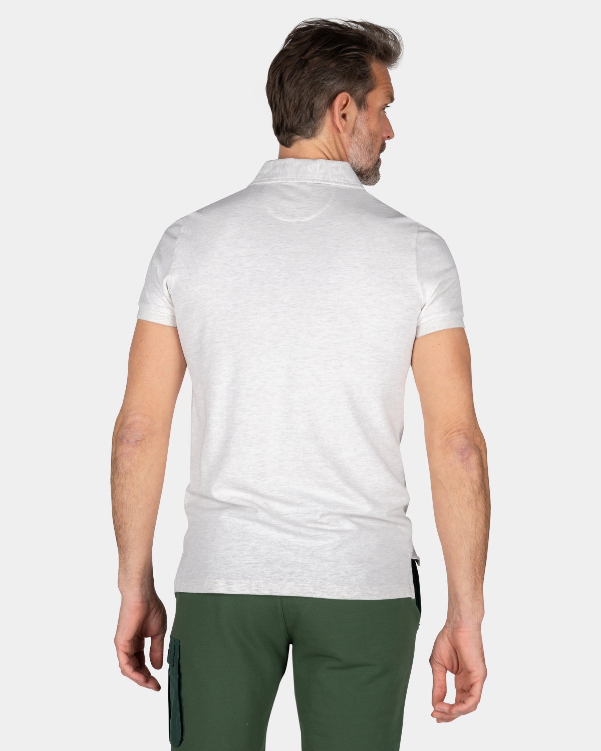 Schlichtes Poloshirt aus Baumwolle - Cream Melange