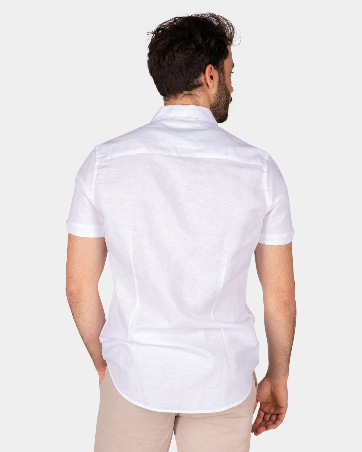 Einfarbiges Hemd mit kurzen Ärmeln - White
