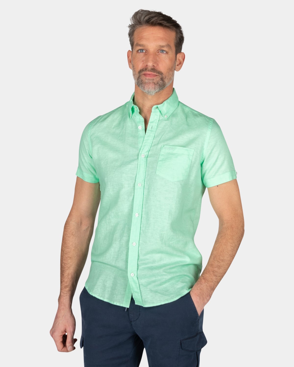 Plain shirt short sleeves - Teal Green
