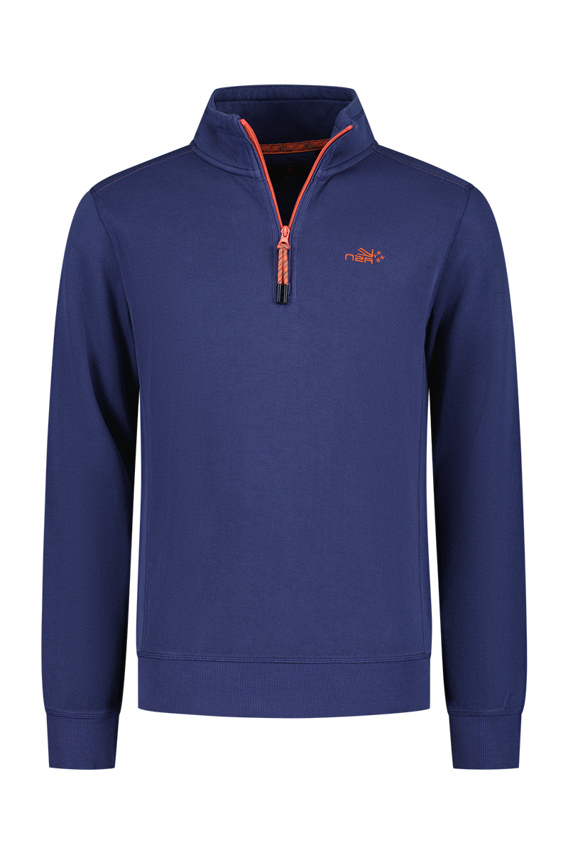 Schlichter Baumwollpullover mit Reißverschluss - Dusk Navy