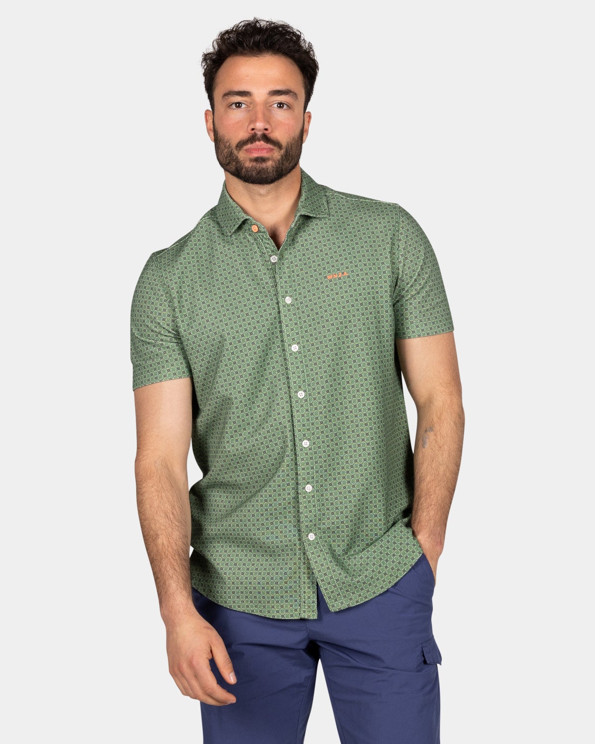 Chemise ﾈ manches courtes avec petit imprimﾎ - Soft Olive