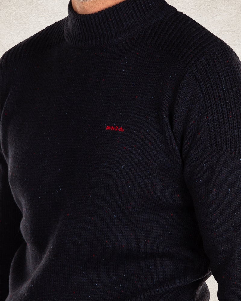 Gestrickter, schlichter Rollkragenpullover - Pitch navy