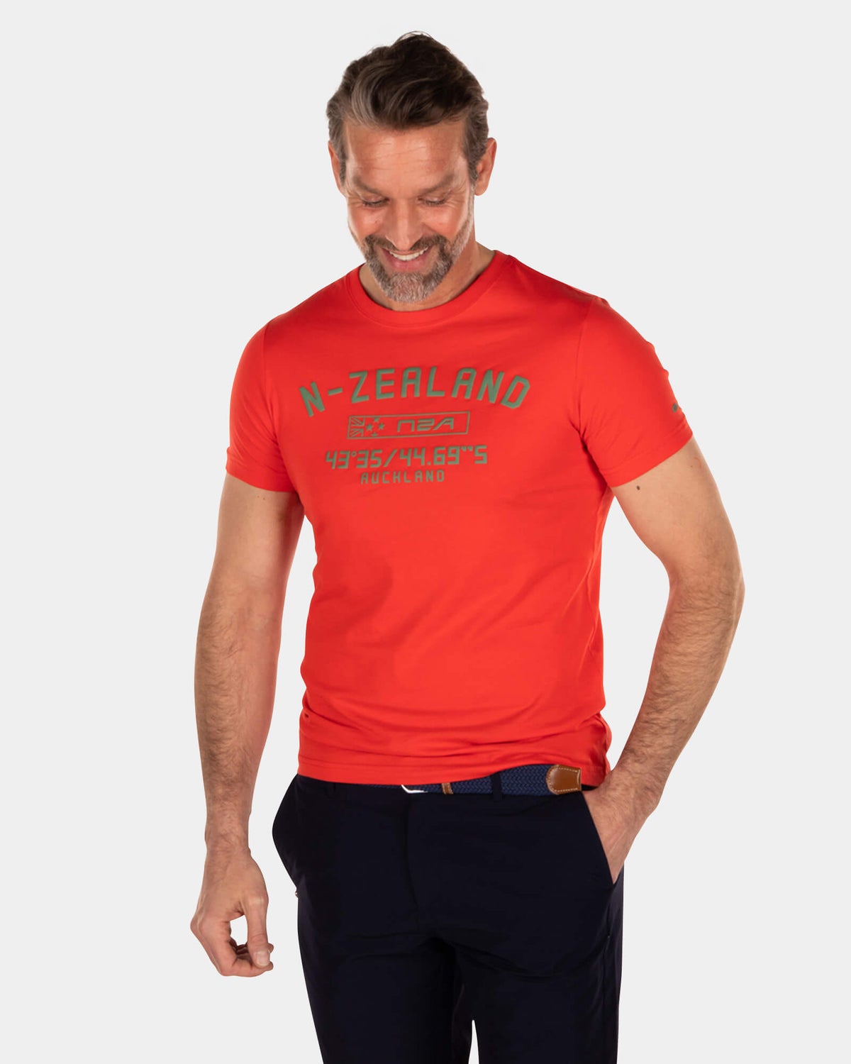 T-Shirt-Aufdruck aus Baumwolle mit Rundhalsausschnitt - Orange Red