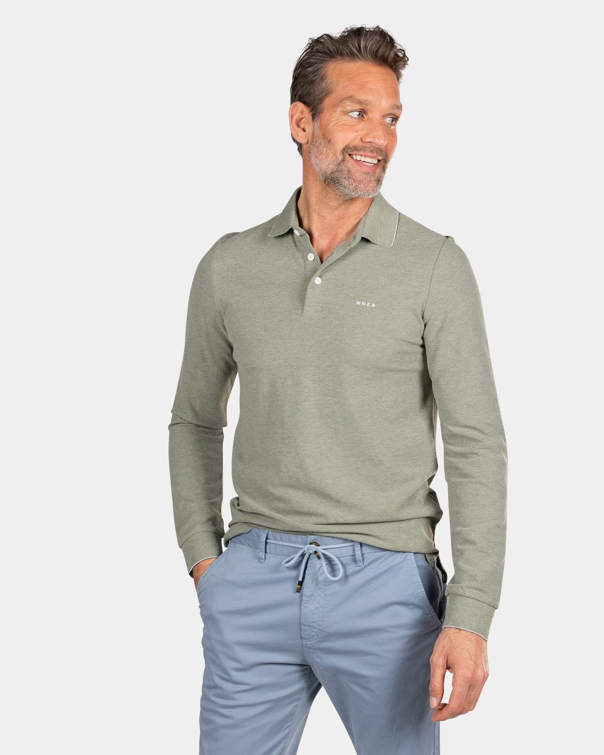 Groene polo met lange mouwen - Sage