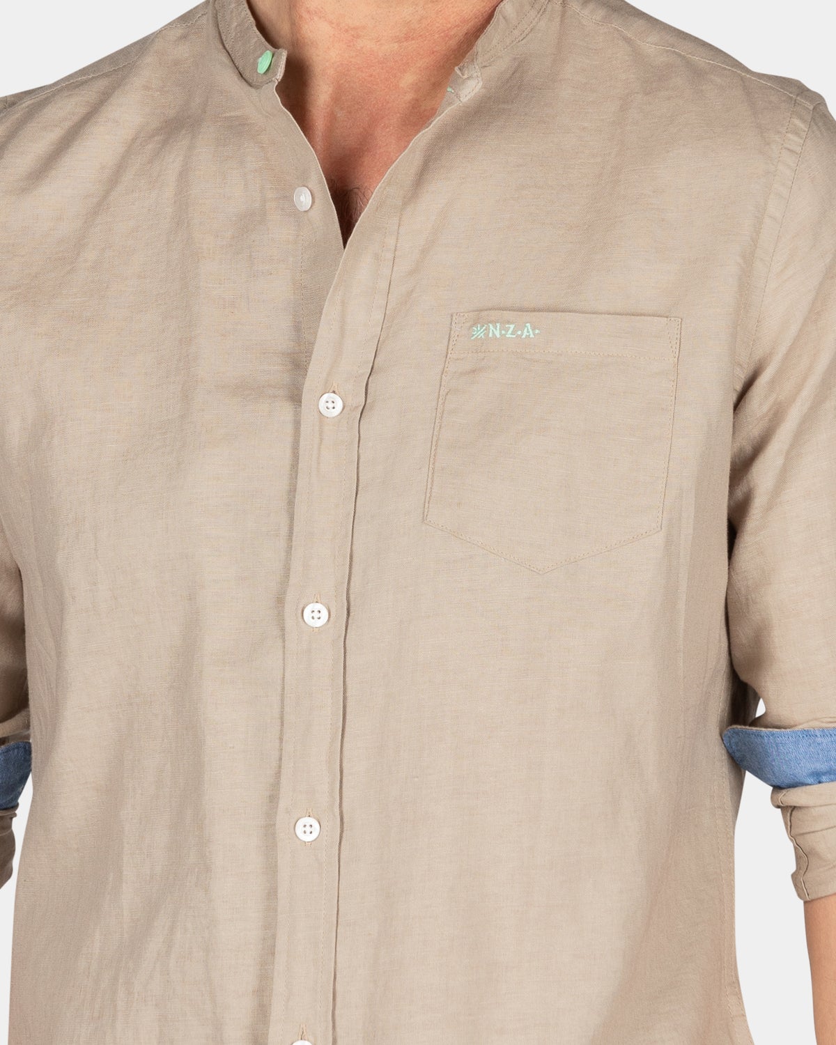 Camisa lisa sin cuello - Shimmering Sand