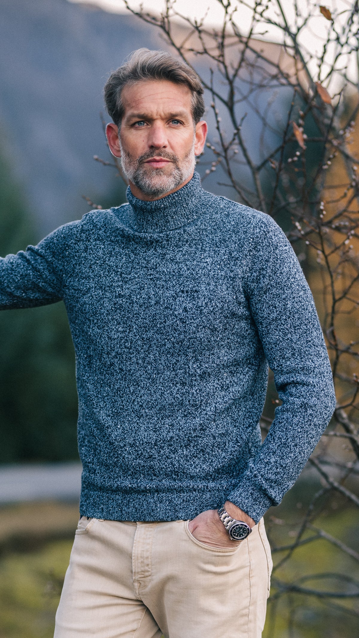 Dunkelblauer Strickrollkragenpullover - Winter Navy