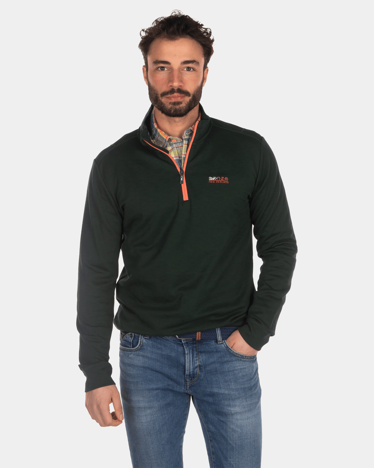 Sudadera liso con media cremallera - Dark Pine