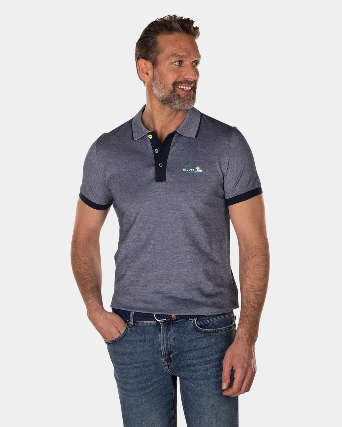 Baumwollpolo mit dunklen Details - High Summer Navy