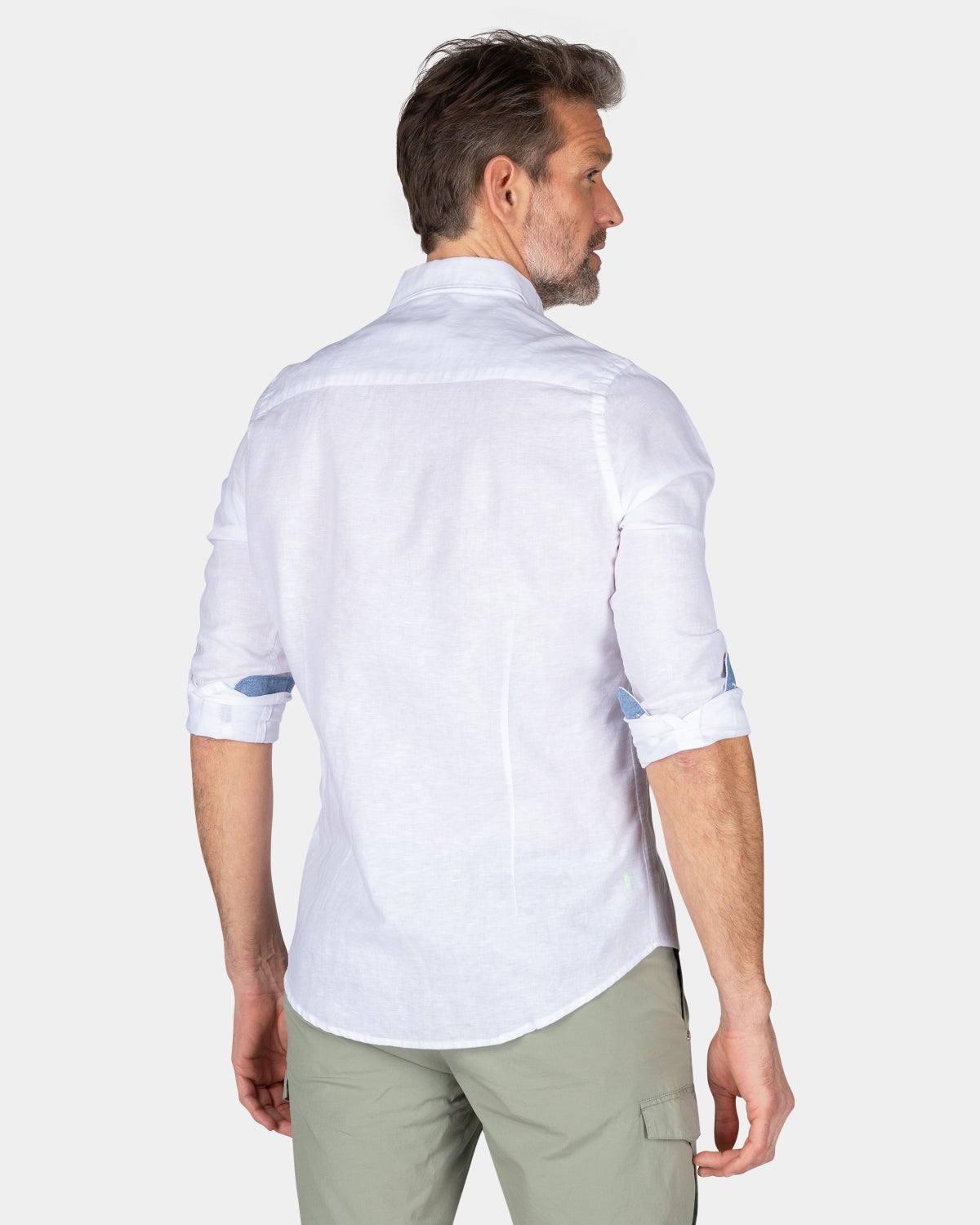 Chemise en lin uni de plusieurs couleurs - White