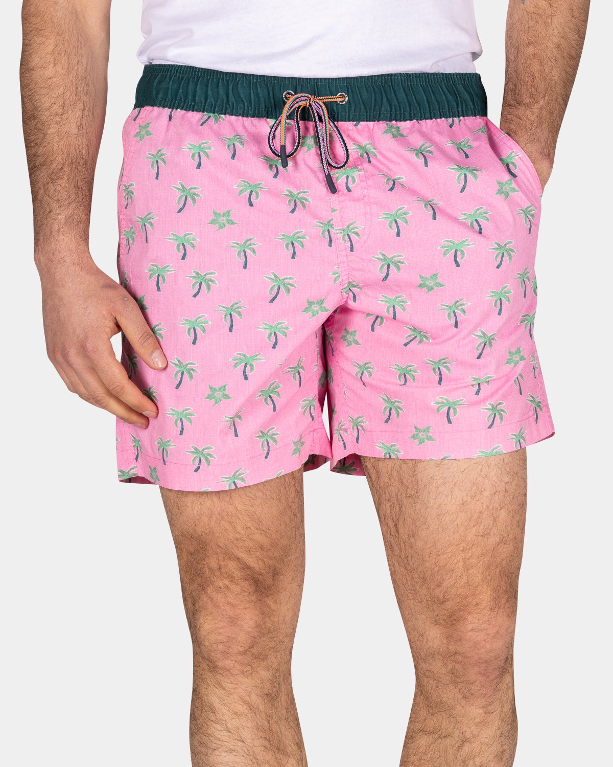 Badehose mit Palmen - Bright Pink