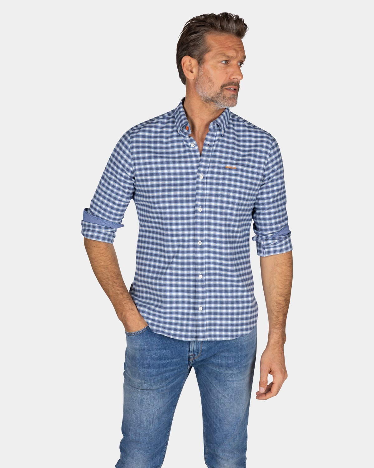 Blue white checked shirt - Autumn Navy