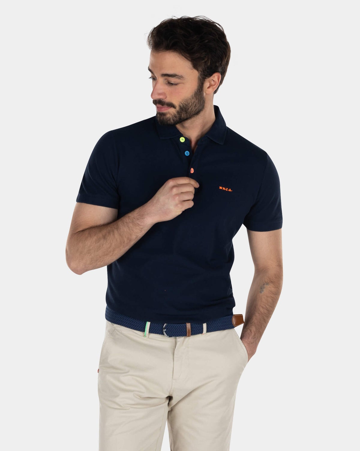 Baumwolle Basic-Poloshirt - High Summer Navy