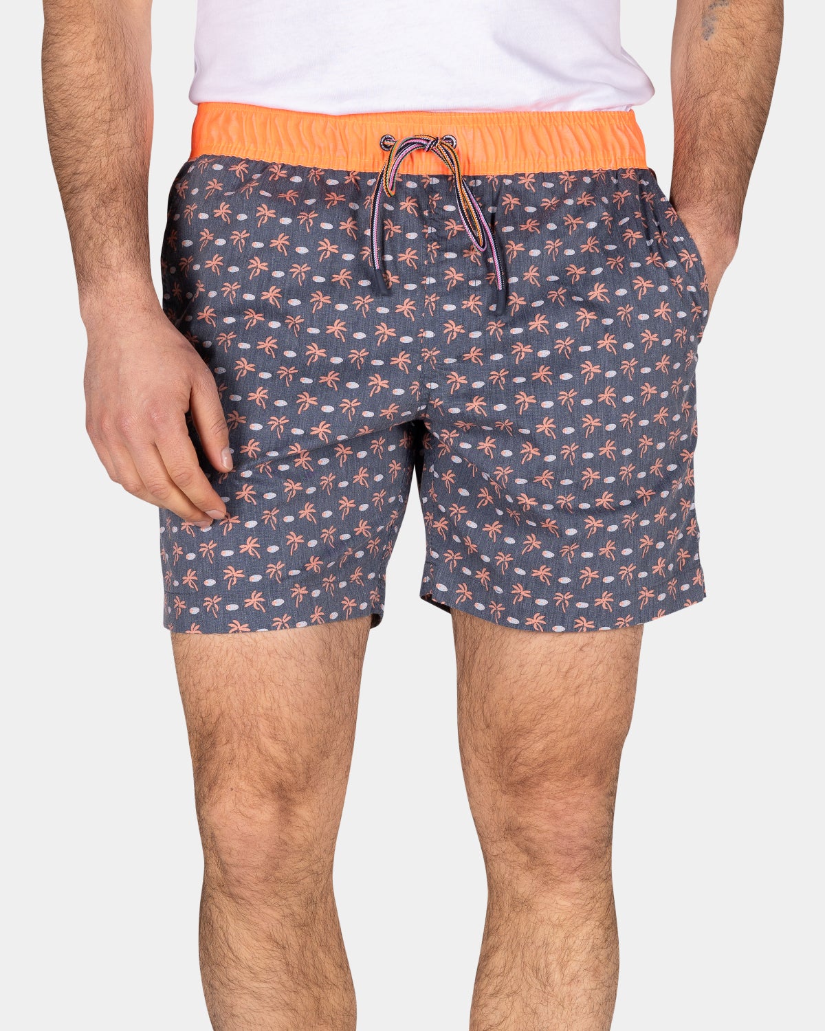 Dunkelblaue Badehose mit Palmen - Ocean Navy