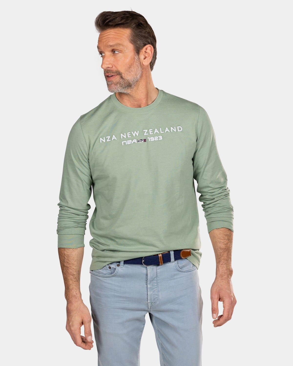 Groene longsleeve met ronde hals - Sage