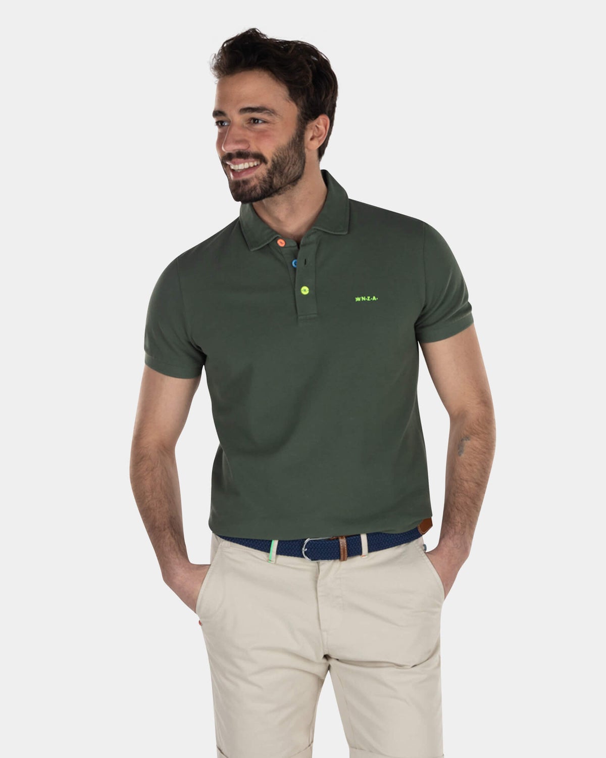 Baumwolle Basic-Poloshirt - High Summer Army