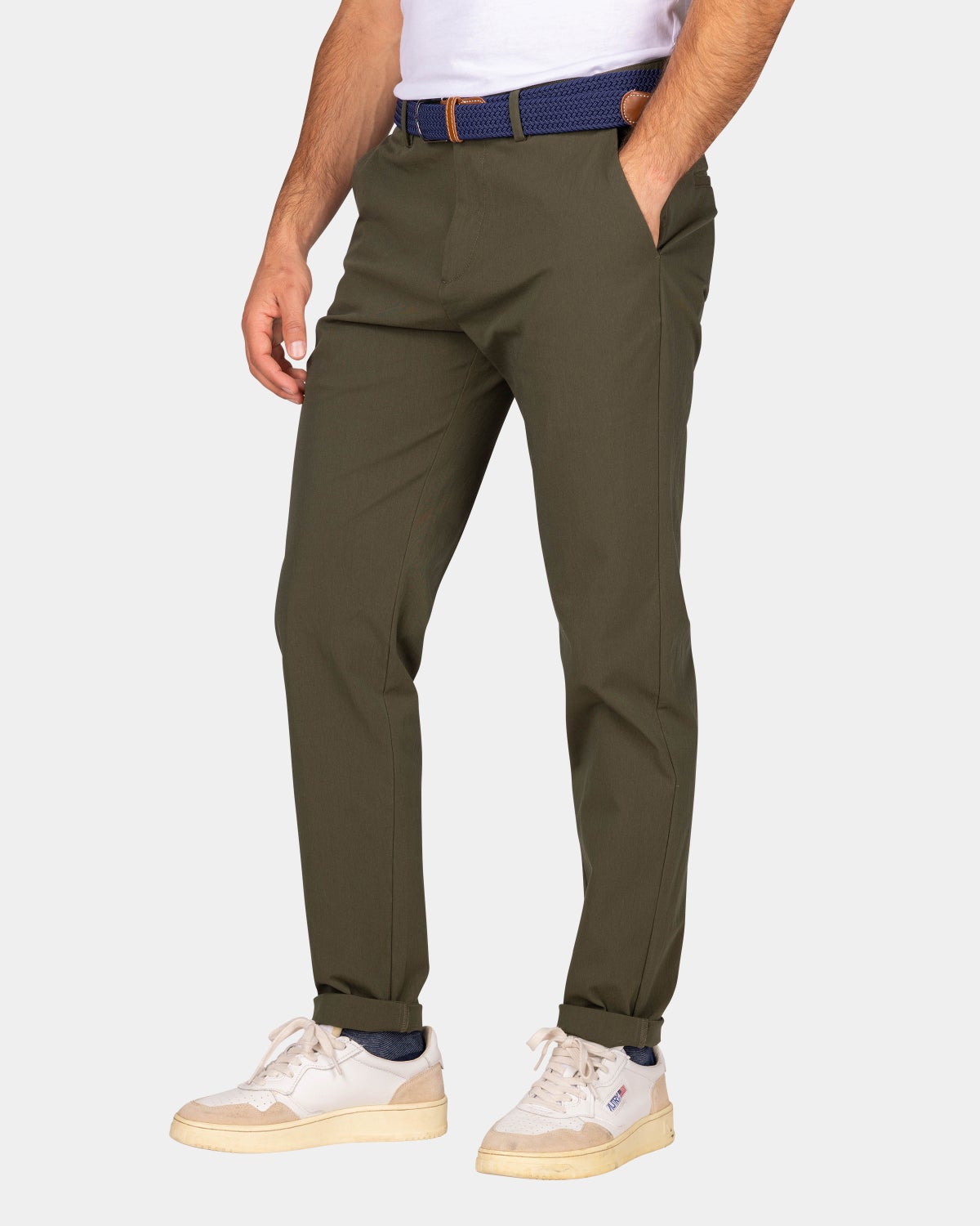 Dark green chino with stretch - Quartz Green