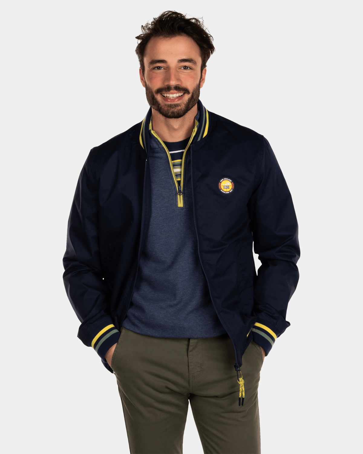 Marineblaue Bomberjacke aus Baumwolle - Key Navy