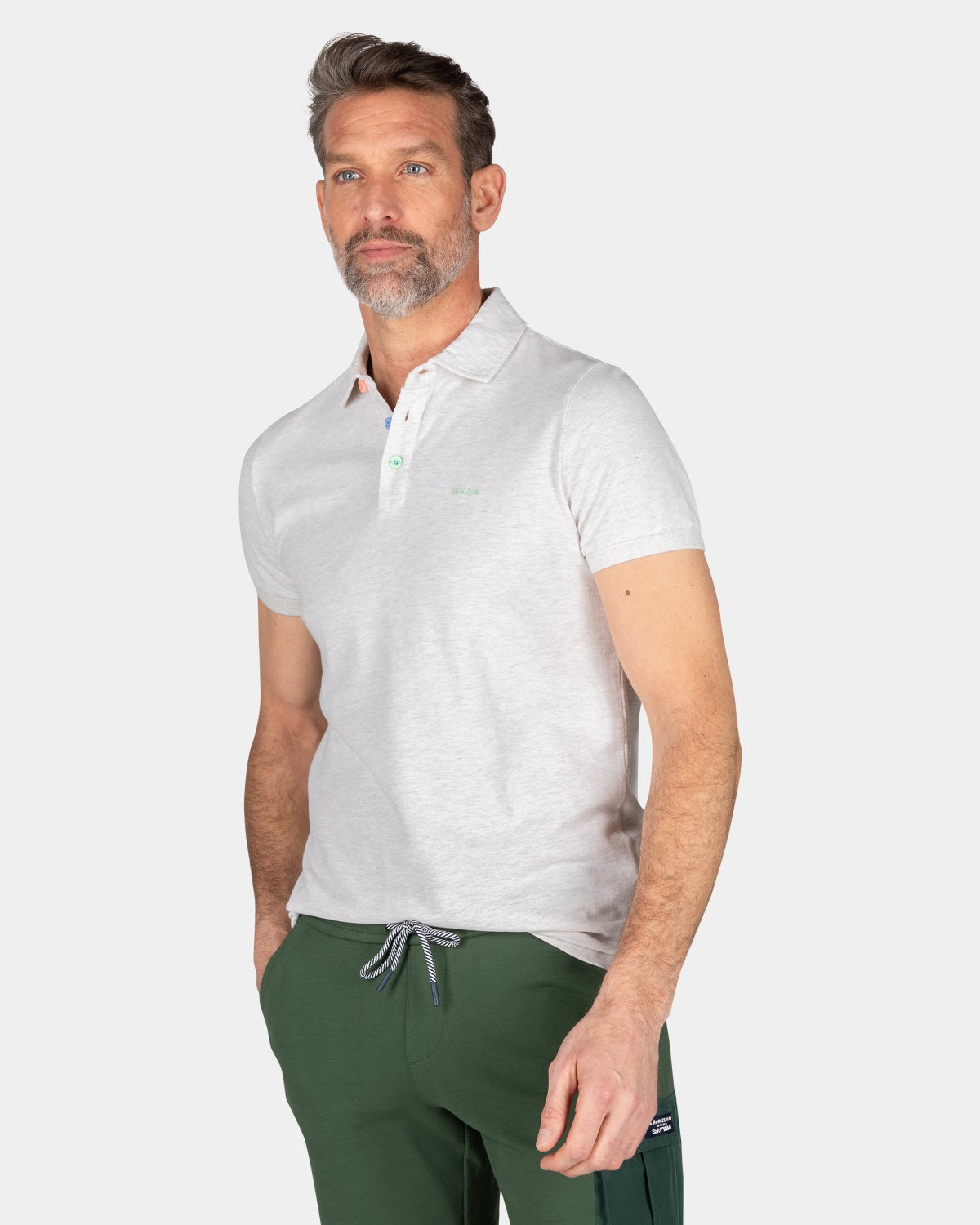 Schlichtes Poloshirt aus Baumwolle - Cream Melange