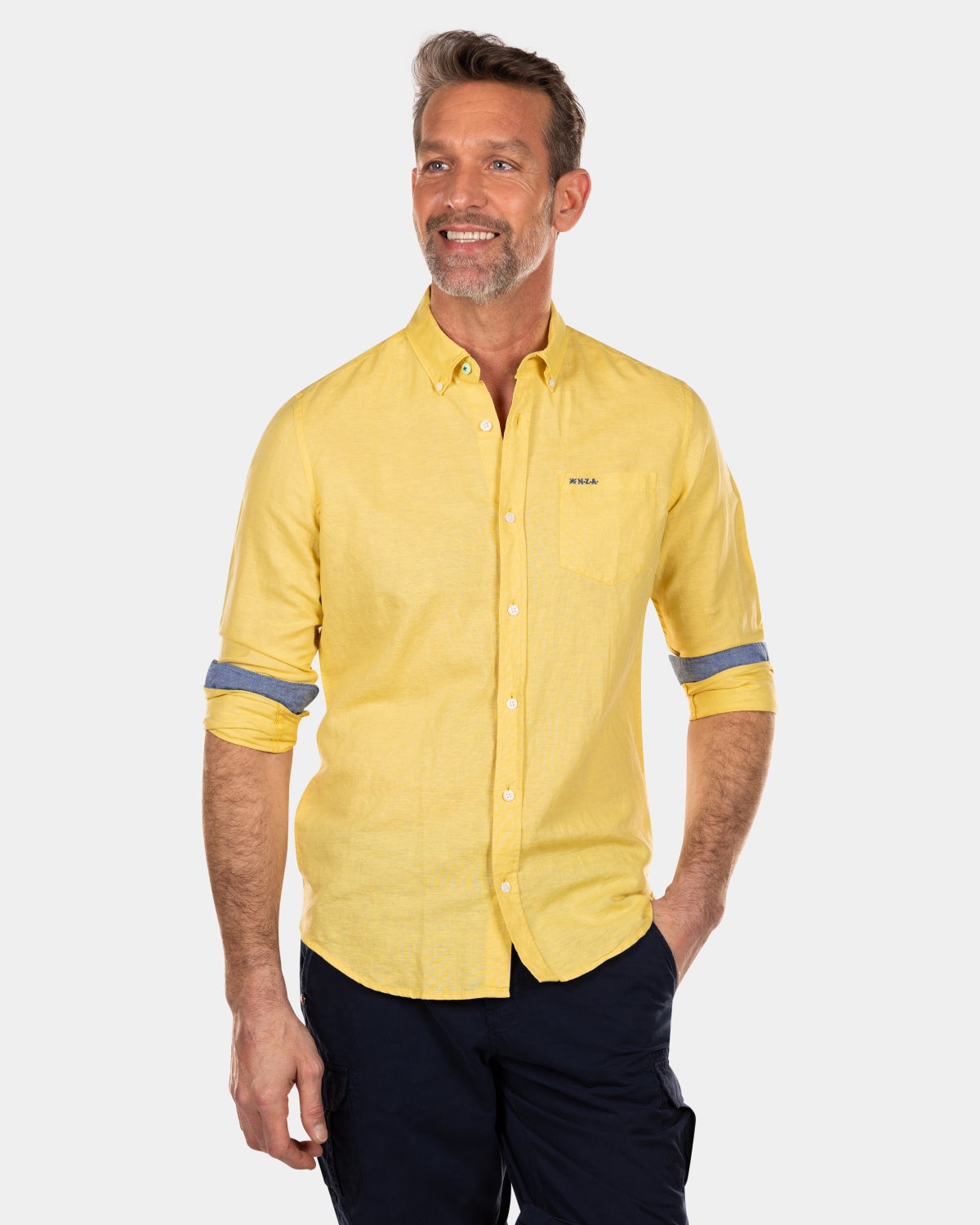 Chemise en lin uni de plusieurs couleurs - Iguana Yellow