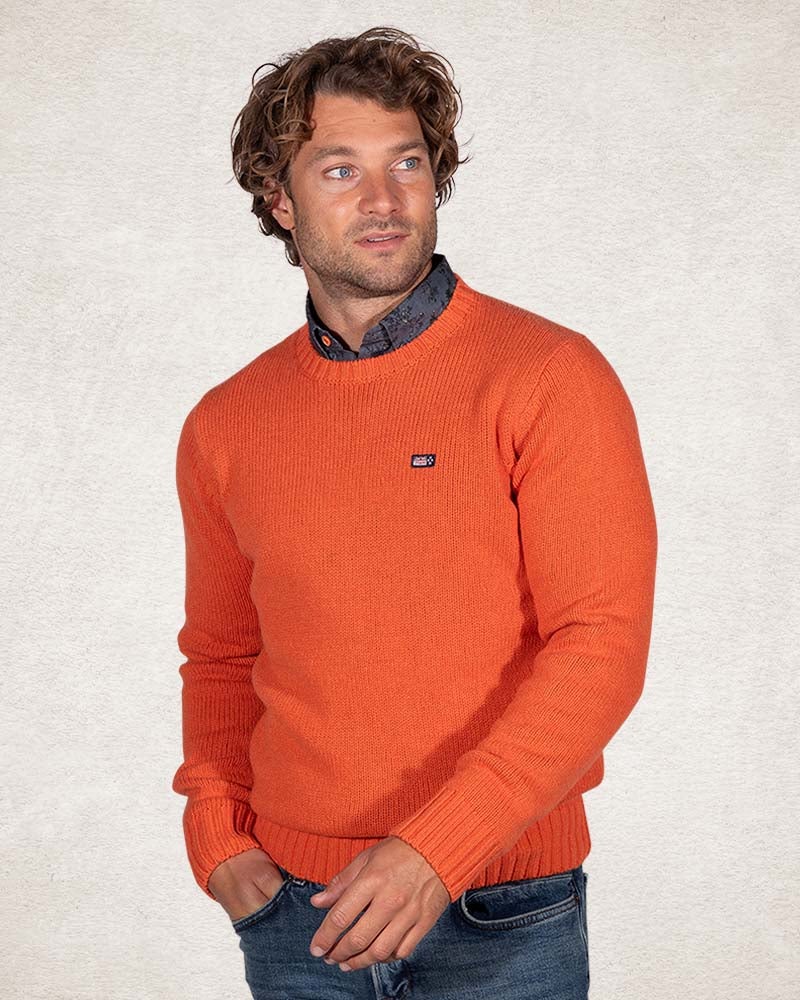 Pull col rond en laine mélangée - Ginger Orange