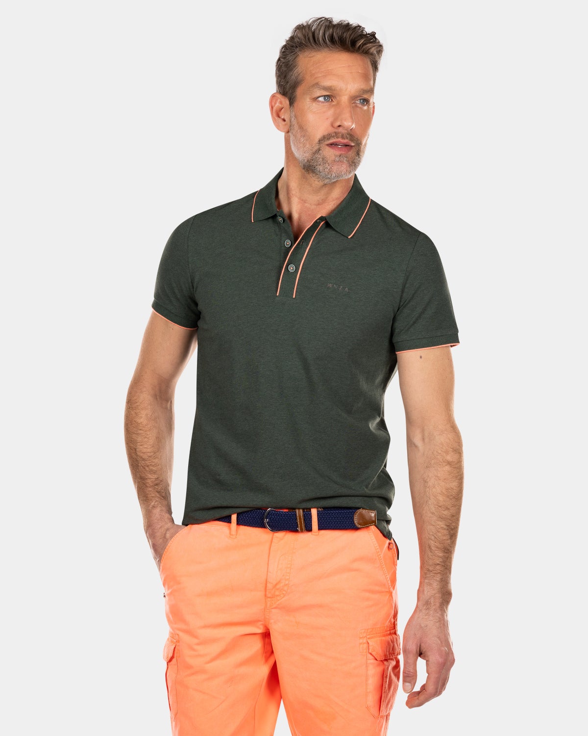 Plain polo with stretch - Chalk Green